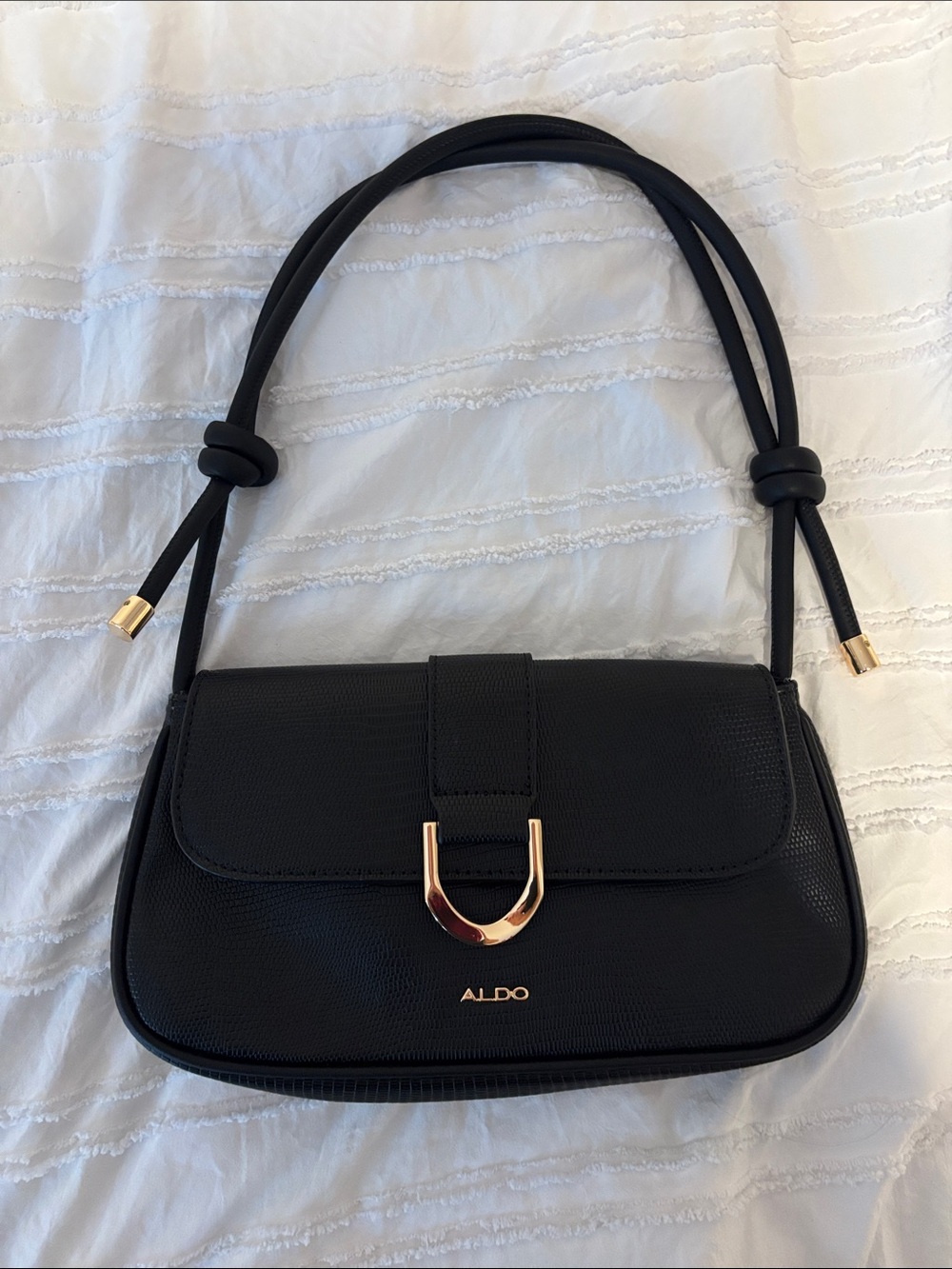 Aldo Black Shoulder Bag with Gold Accent Hardware